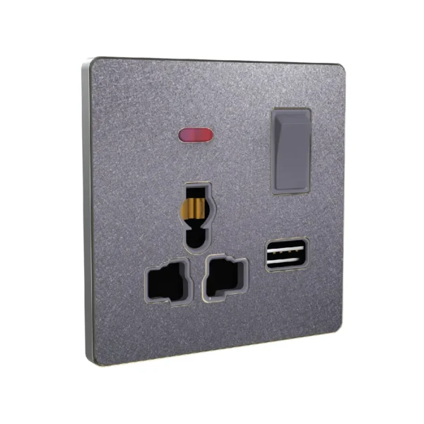 Super Star Alpha Series 2&3-Pin Multi Socket With 1 USB