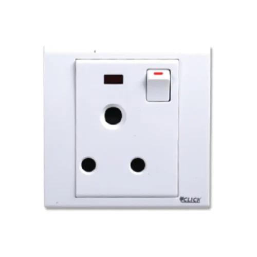 CLICK-TULIP-3 PIN ROUND SOCKET WITH SWITCH,15A