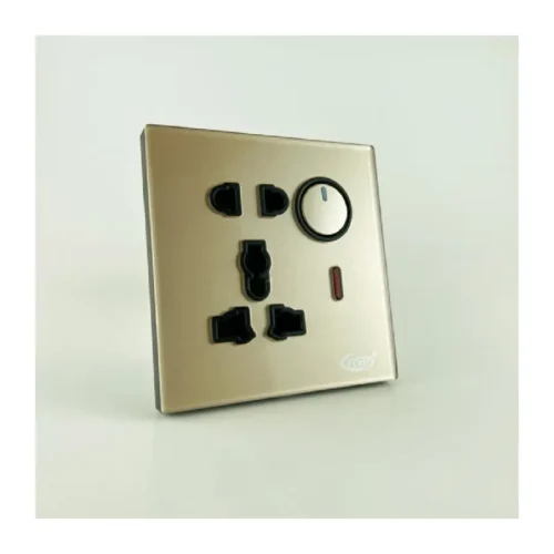 MEP Golden 5 Hole Universal Socket With Switch