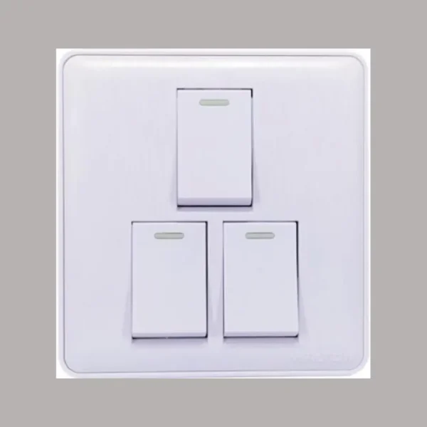 WALTON Super Series- White 3 Gang Switch-1way