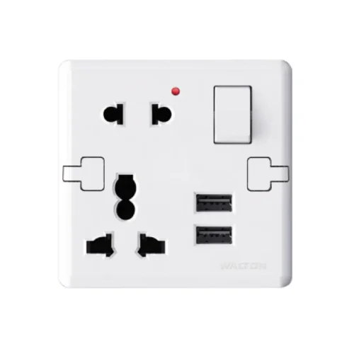 WALTON W1 Series W12USBMSNPW Pearl White ( 2 USB Charger & Multi Socket)