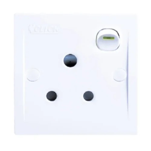 CLICK-PREMIUM-3 PIN ROUND SOCKET WITH SWITCH,15A