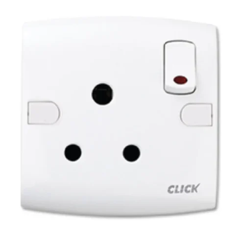 CLICK-TOUCH-3 PIN ROUND SOCKET WITH SWITCH,15A