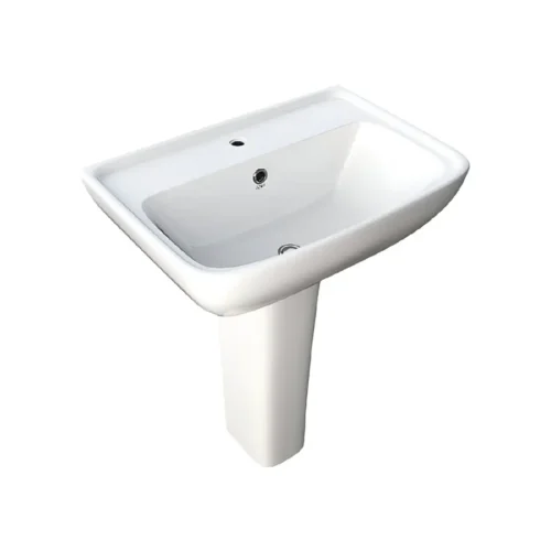 (Rosa)NEO 45CM ALPINE WHITE WASH BASIN WITH PEDESTAL