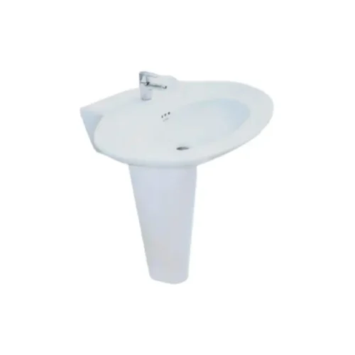 CHARU CM135 ALPINE WHITE WASH BASIN WITH PEDESTAL
