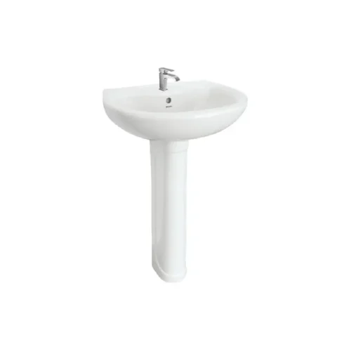CHARU CM123 ALPINE WHITE WASH BASIN WITH PEDESTAL