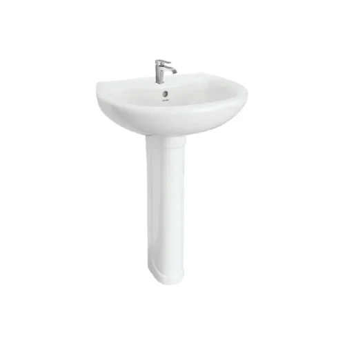 CHARU CM122 ALPINE WHITE WASH BASIN WITH PEDESTAL