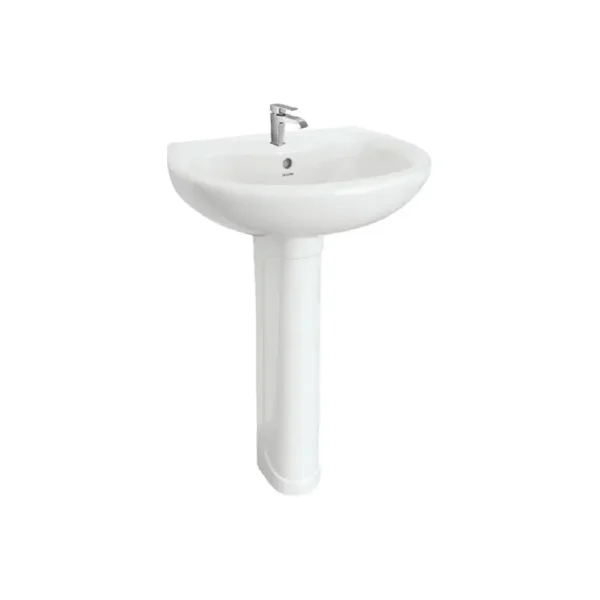 CHARU CM122 ALPINE WHITE WASH BASIN WITH PEDESTAL